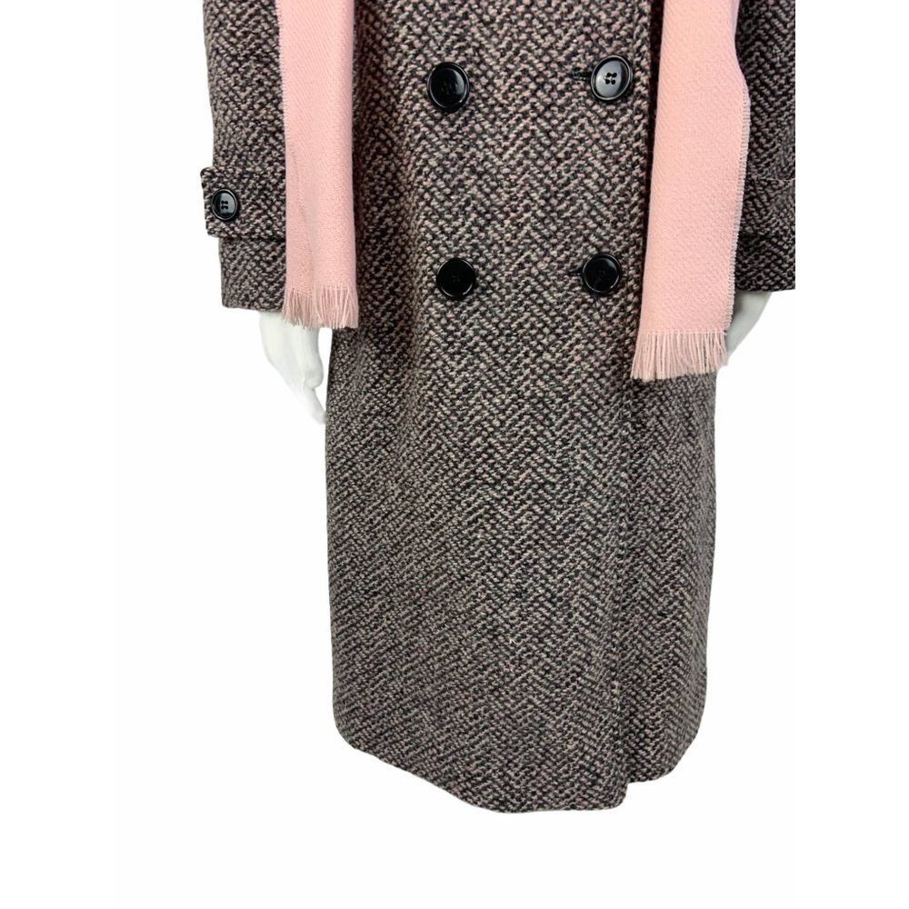 Women's vintage Wool trench coat with scarf - Picture 3 of 12